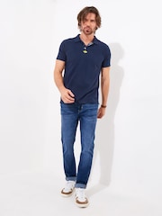 Joe Browns Blue Contrast Button Pique 100% Cotton Polo Shirt - Image 3 of 5