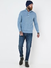 Joe Browns Blue Cable Knit Funnel Neck Sweater - Image 2 of 6