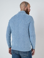 Joe Browns Blue Cable Knit Funnel Neck Sweater - Image 4 of 6
