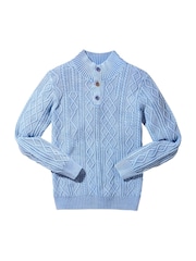 Joe Browns Blue Cable Knit Funnel Neck Sweater - Image 6 of 6
