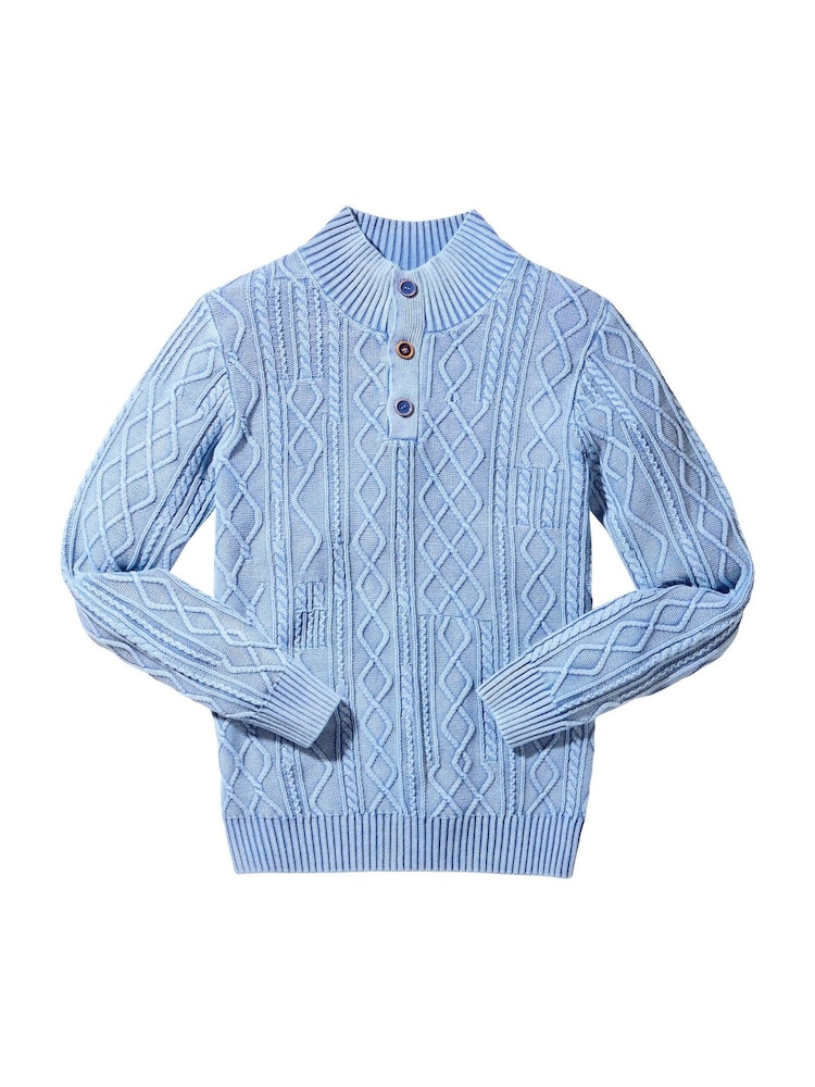 Joe Browns Blue Cable Knit Funnel Neck Sweater - Image 6 of 6