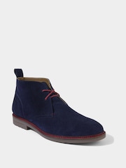 Joe Browns Blue Contrast Stitching Suede Desert Boots - Image 2 of 4
