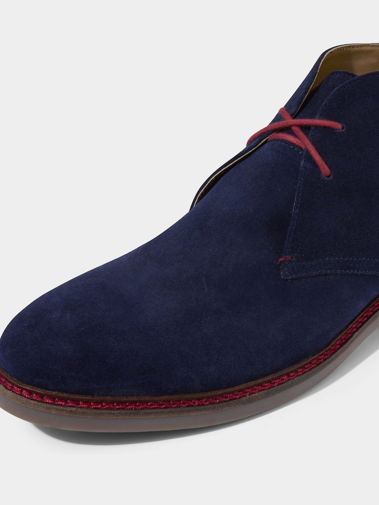 Joe Browns Blue Contrast Stitching Suede Desert Boots - Image 4 of 4