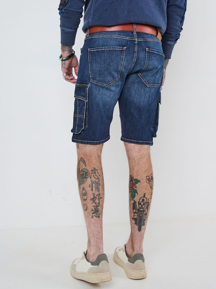 Joe Browns Blue Denim Cargo Shorts - Image 2 of 5