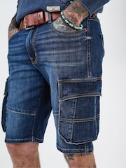Joe Browns Blue Denim Cargo Shorts - Image 4 of 5