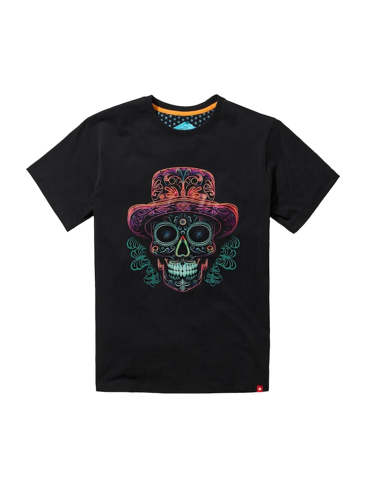 Joe Browns Black Candy Skull Neon 100% Cotton T-Shirt - Image 7 of 7 Joe Browns Black Candy Skull Neon 100% Cotton T-Shirt - Image 7 of 7