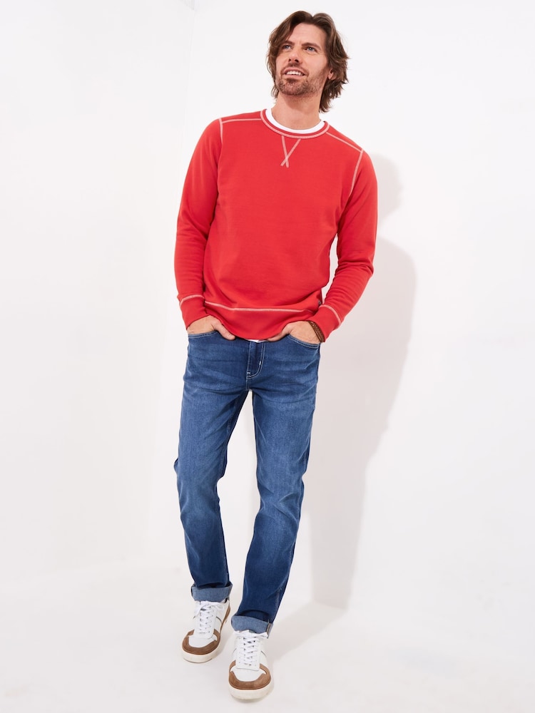 Joe Browns Red Casual Contrast Stitch 100% Cotton Sweatshirt - Image 2 of 5