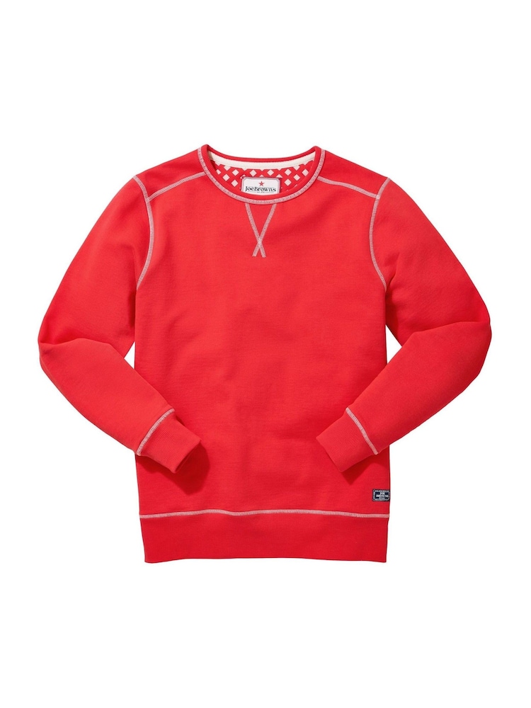 Joe Browns Red Casual Contrast Stitch 100% Cotton Sweatshirt - Image 5 of 5