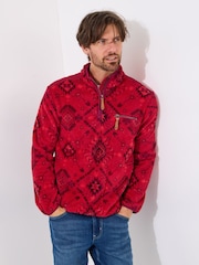 Joe Browns Red Bold Print 1/4 Zip Fleece - Image 2 of 8