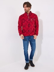 Joe Browns Red Bold Print 1/4 Zip Fleece - Image 3 of 8