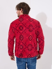 Joe Browns Red Bold Print 1/4 Zip Fleece - Image 4 of 8