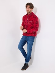 Joe Browns Red Bold Print 1/4 Zip Fleece - Image 7 of 8