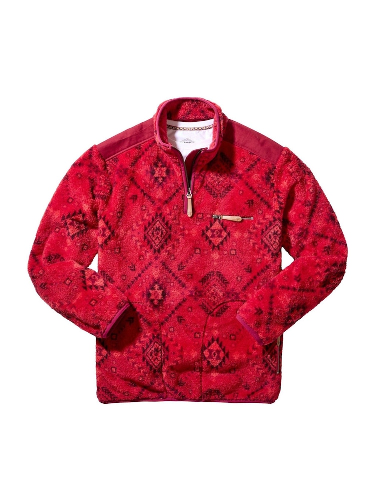 Joe Browns Red Bold Print 1/4 Zip Fleece - Image 8 of 8