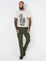 Joe Browns Natural Biker Wolf Graphic Print 100% Cotton T-Shirt - Image 3 of 5
