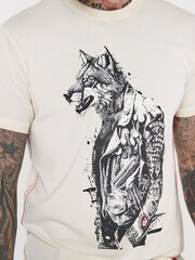 Joe Browns Natural Biker Wolf Graphic Print 100% Cotton T-Shirt - Image 4 of 5