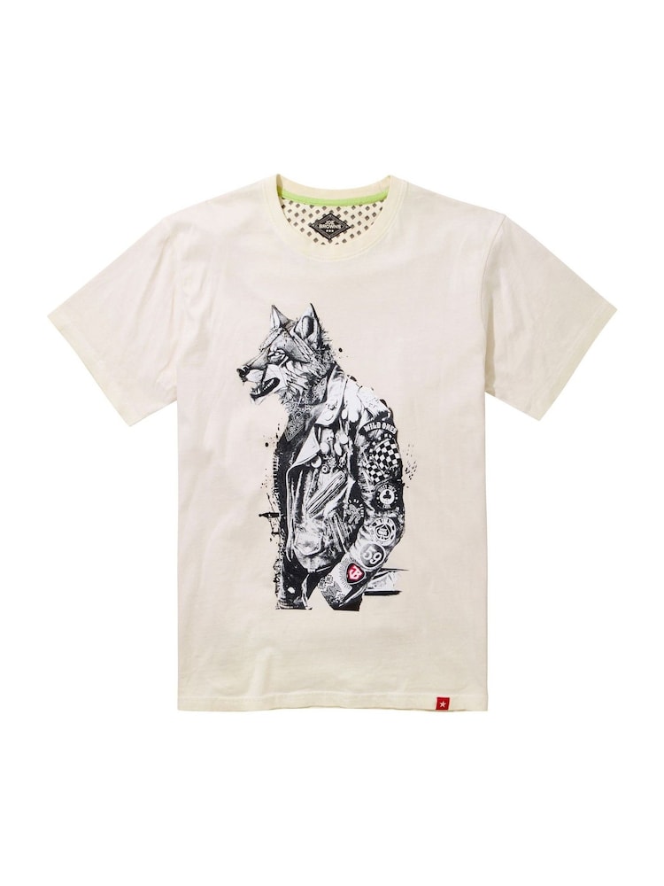 Joe Browns Natural Biker Wolf Graphic Print 100% Cotton T-Shirt - Image 5 of 5