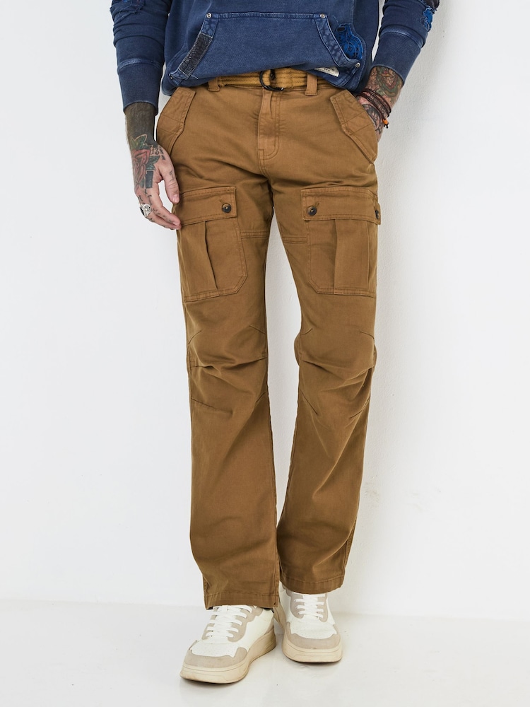 Joe Browns Brown Classic Cargo Trousers with Woven Belt - Image 1 of 5