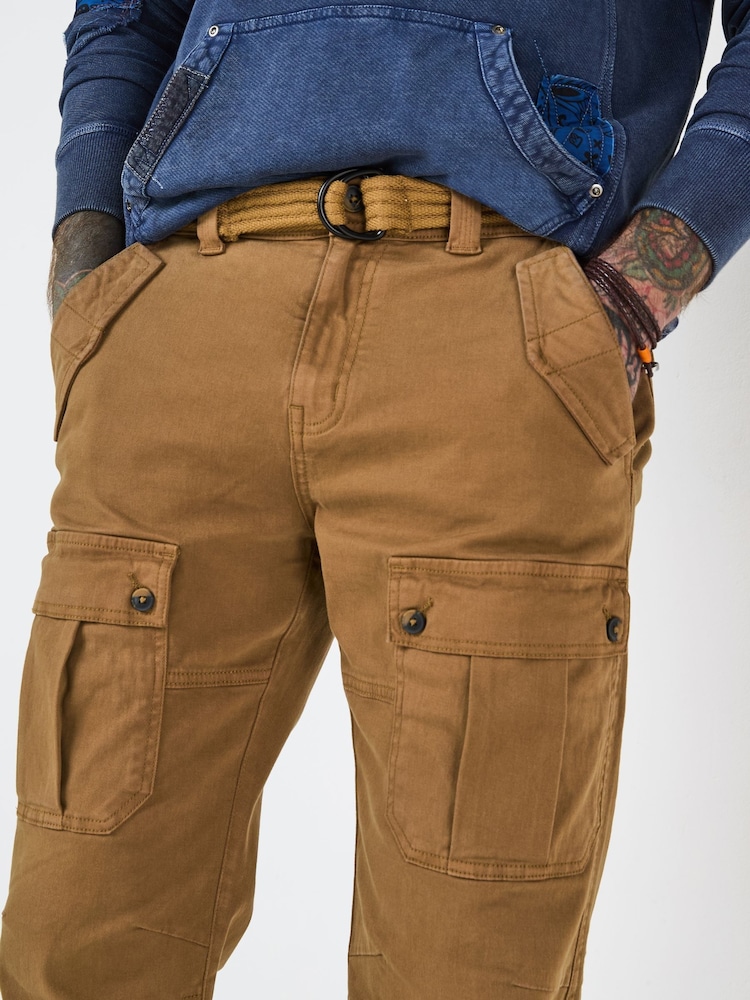 Joe Browns Brown Classic Cargo Trousers with Woven Belt - Image 4 of 5