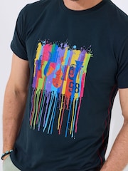 Joe Browns Drippy Jazz Graphic Print 100% Cotton T-Shirt - Imagen 3 de 5