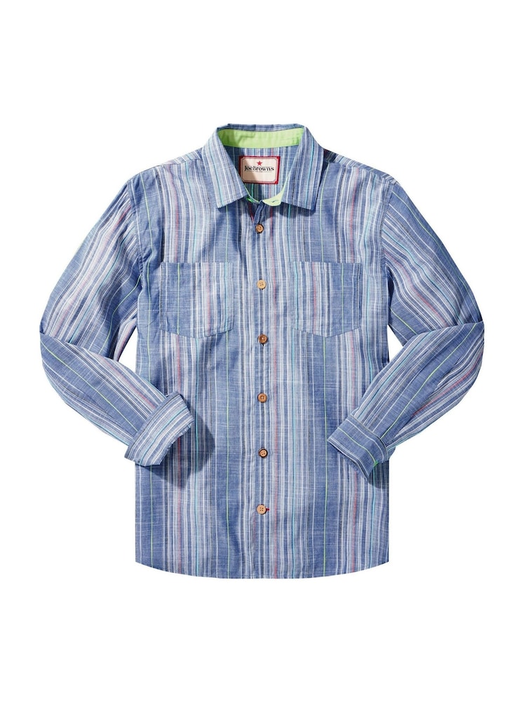 Joe Browns Blue Denim Striped Long Sleeve Shirt - Image 7 of 7