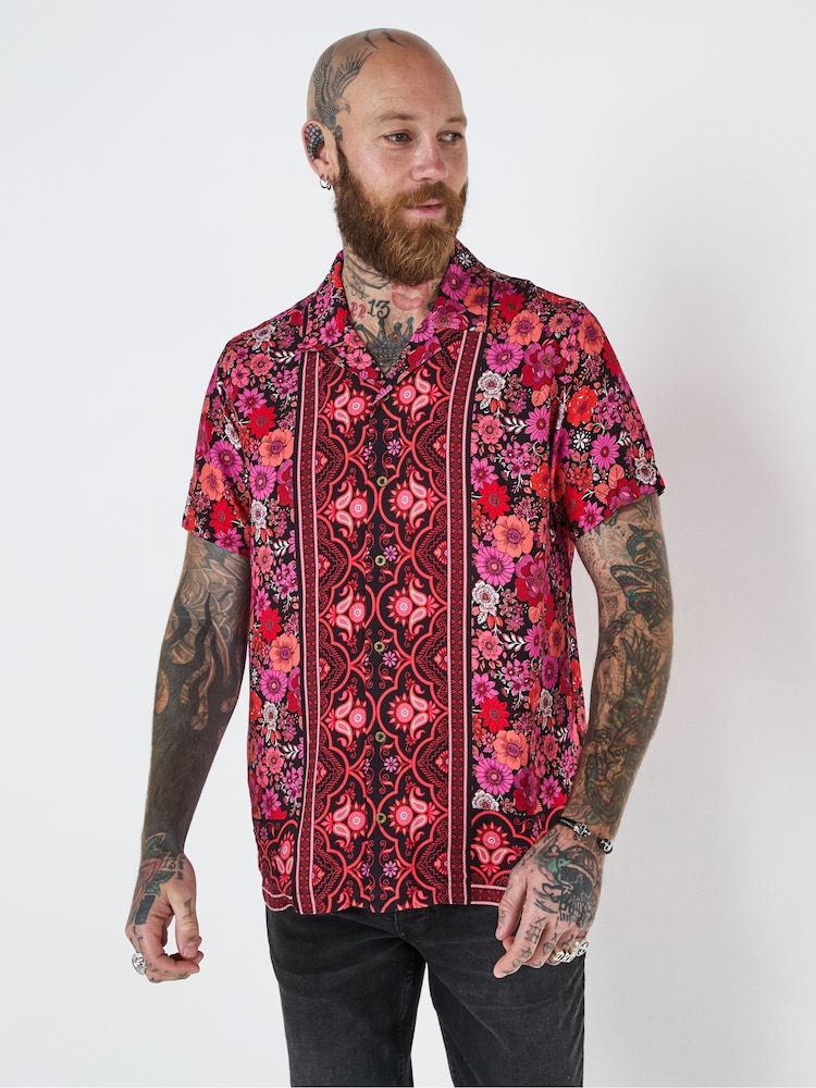 Joe Browns Pink Floral Print Short Sleeve Shirt - Image 2 of 7