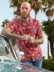 Joe Browns Pink Floral Print Short Sleeve Shirt - Image 6 of 7
