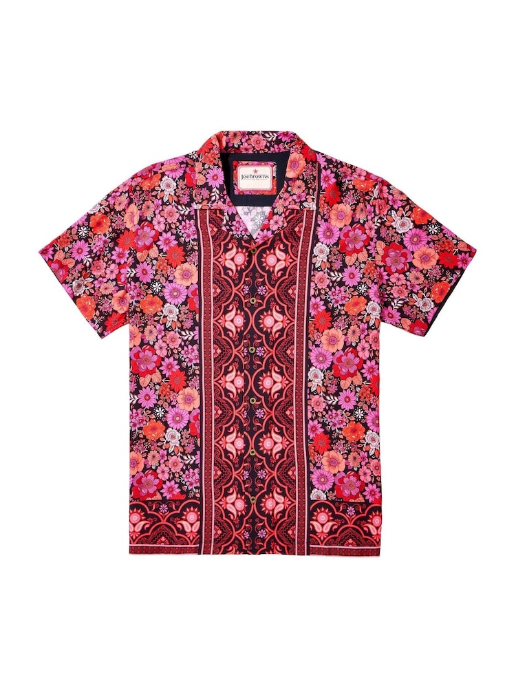 Joe Browns Pink Floral Print Short Sleeve Shirt - Image 7 of 7