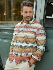 Joe Browns Green Earthy Tone Print Long Sleeve Shirt - Image 2 of 6
