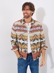 Joe Browns Green Earthy Tone Print Long Sleeve Shirt - Image 3 of 6
