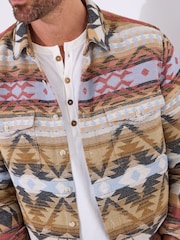 Joe Browns Green Earthy Tone Print Long Sleeve Shirt - Image 5 of 6