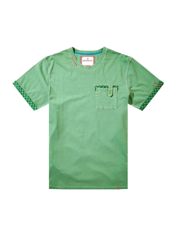 Joe Browns Green Contrast Stitch Short Sleeve T-Shirt - Image 5 of 5