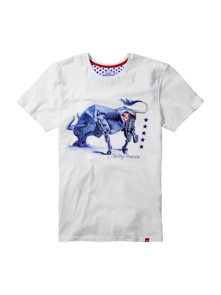 Joe Browns Hand Drawn Bull Graphic Print 100% Cotton T-Shirt - صورة 5 من 5