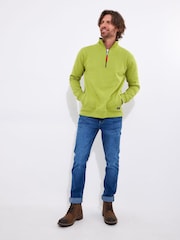 Joe Browns Green Print Trim Quarter Zip Sweatshirt - Image 3 of 5