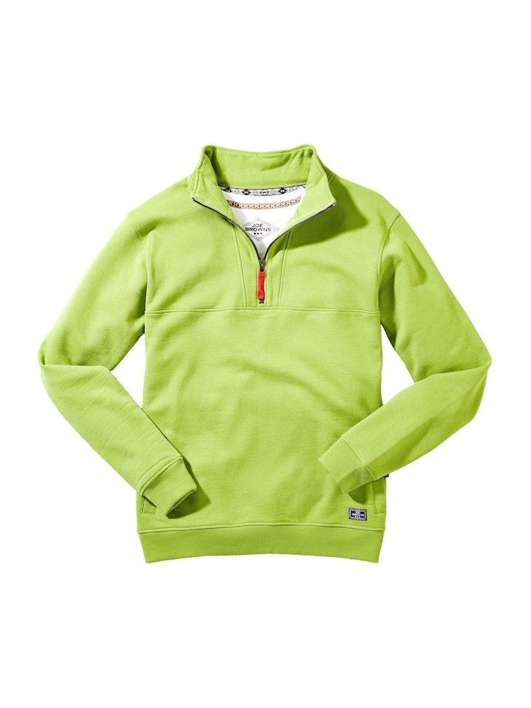 Joe Browns Green Print Trim Quarter Zip Sweatshirt - Image 5 of 5