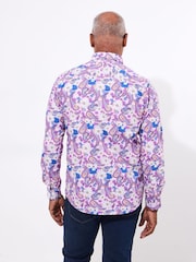 Joe Browns Purple Floral Paisley Long Sleeve 100% Cotton Shirt - Image 2 of 5