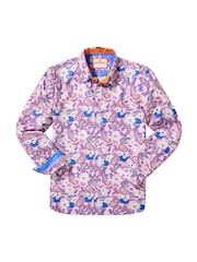 Joe Browns Purple Floral Paisley Long Sleeve 100% Cotton Shirt - Image 5 of 5