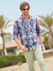 Joe Browns Blue Casual Mixed Check Long Sleeve 100% Cotton Shirt - Image 2 of 7