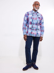 Joe Browns Blue Casual Mixed Check Long Sleeve 100% Cotton Shirt - Image 4 of 7