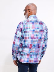 Joe Browns Blue Casual Mixed Check Long Sleeve 100% Cotton Shirt - Image 5 of 7