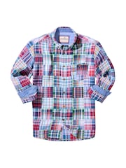 Joe Browns Blue Casual Mixed Check Long Sleeve 100% Cotton Shirt - Image 7 of 7