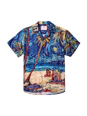 Joe Browns Blue Beach Mosaic Print Revere Collar Shirt - Image 5 of 5