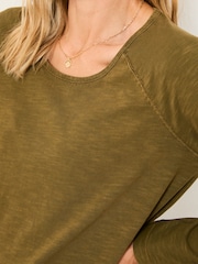 FatFace Ava Olive Green Long Sleeve T Shirt - Image 3 of 5
