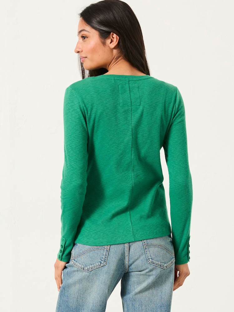 FatFace Callie Emerald Green Long Sleeve Top - Image 2 of 5