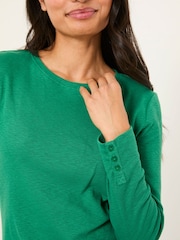 FatFace Callie Emerald Green Long Sleeve Top - Image 4 of 5