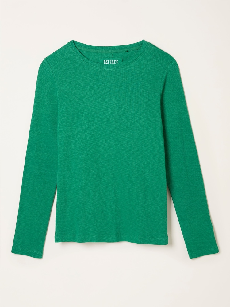 FatFace Callie Emerald Green Long Sleeve Top - Image 5 of 5