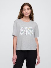 Gap Grey Floral Short Sleeve Pyjama T-Shirt - Image 1 of 3