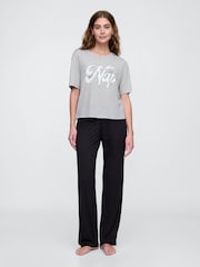 Gap Grey Floral Short Sleeve Pyjama T-Shirt - Image 3 of 3
