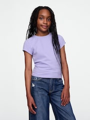 Paars - Gap T-shirt met korte mouwen en ronde hals (4-13jr) - Image 1 of 4