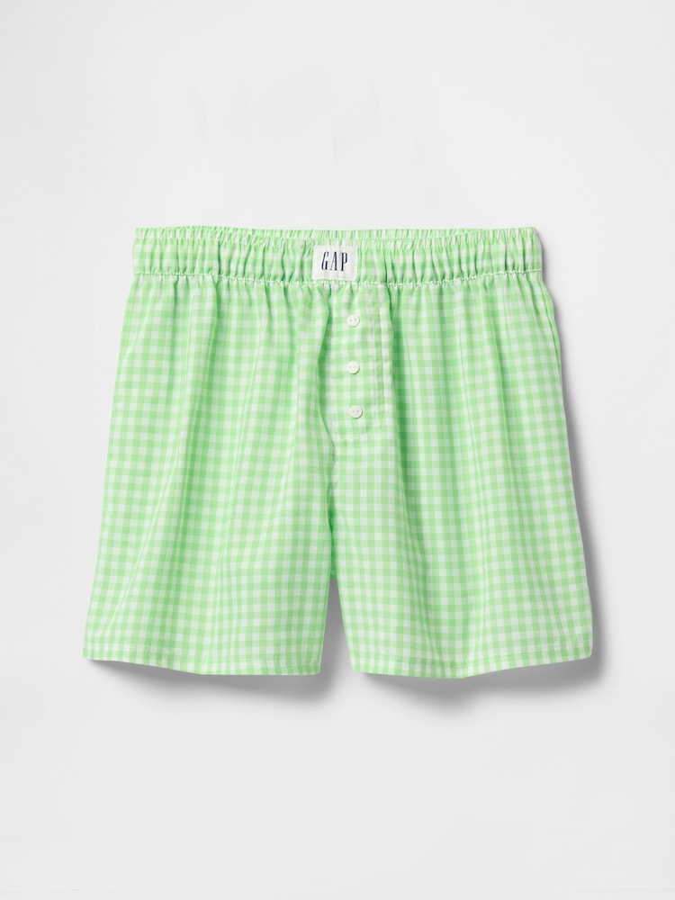 Gap Green Gingham Print Pyjama Boxer Shorts (4-13yrs) - Image 1 of 3