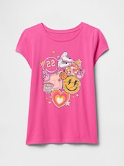 Gap Pink Graphic Short Sleeve Crew Neck T-Shirt (4-13yrs) - Image 1 of 3